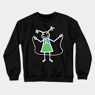 Funny Rope Skipping Stick Girl Children Sports Party Gift Crewneck Sweatshirt